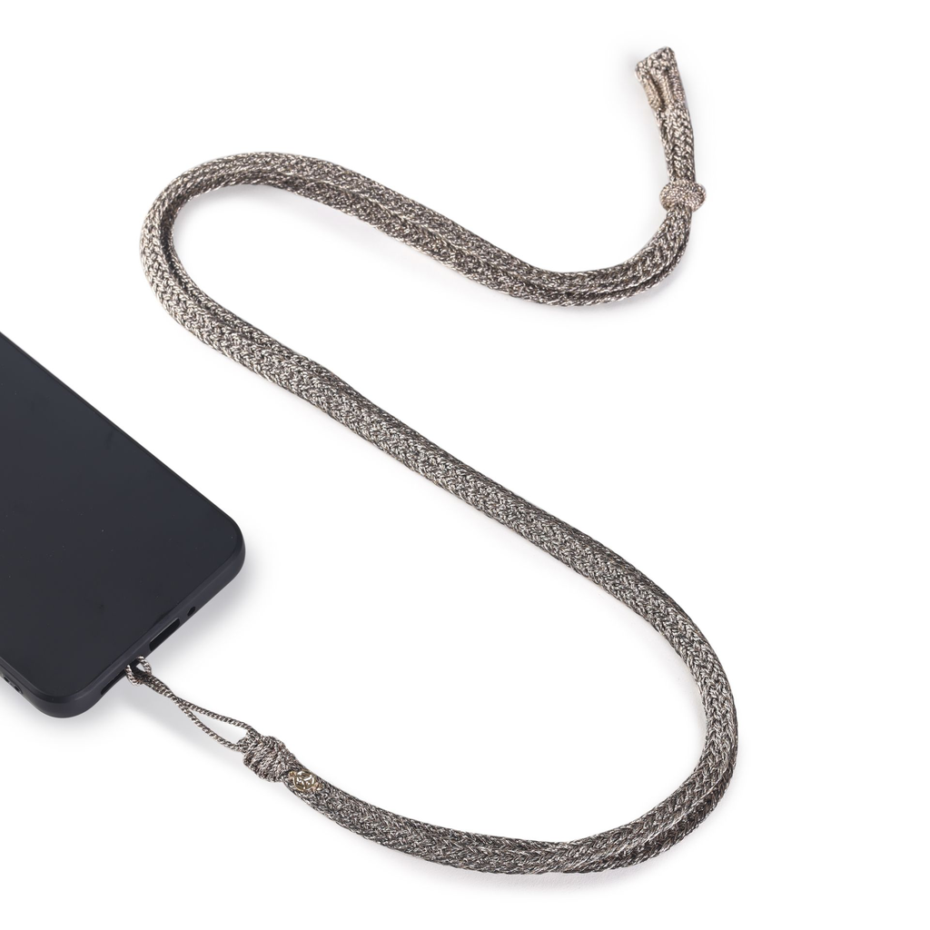 Flat Braided Phone Strap in Rose Gold Grey Taupe .webp